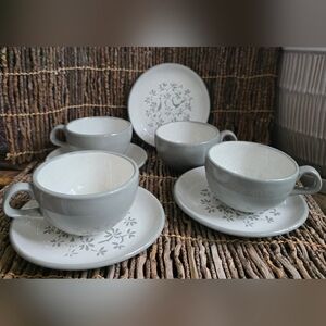 Harkerware USA "Peacock Alley" Teacups & Plates Saucers Vintage 60s, 70s